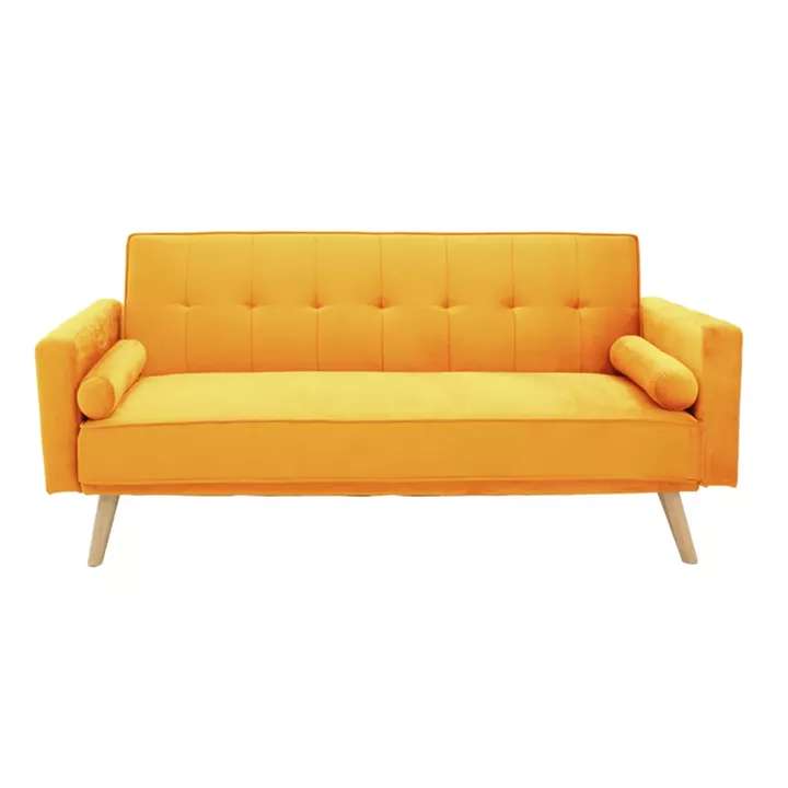 3 seater sofa-bed Success pakoworld yellow velvet 190x80x84cm