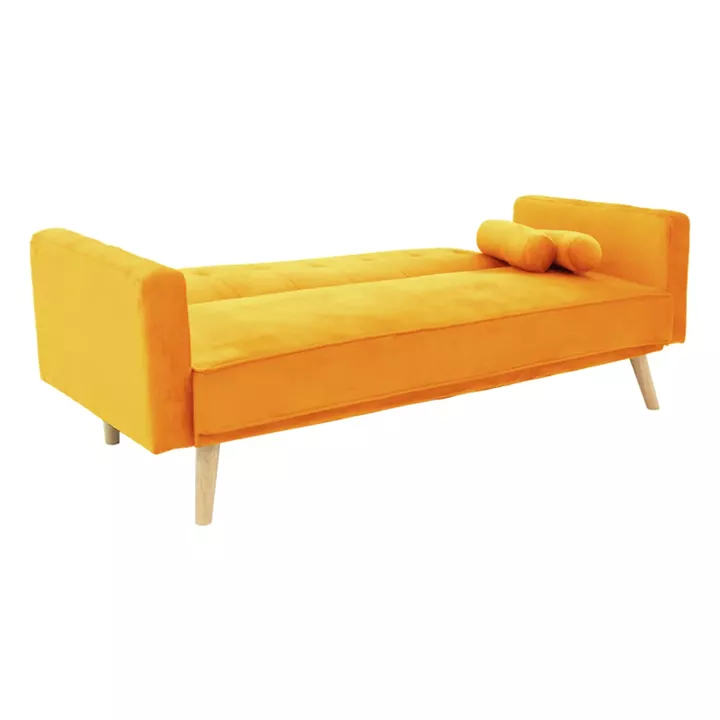 3 seater sofa-bed Success pakoworld yellow velvet 190x80x84cm