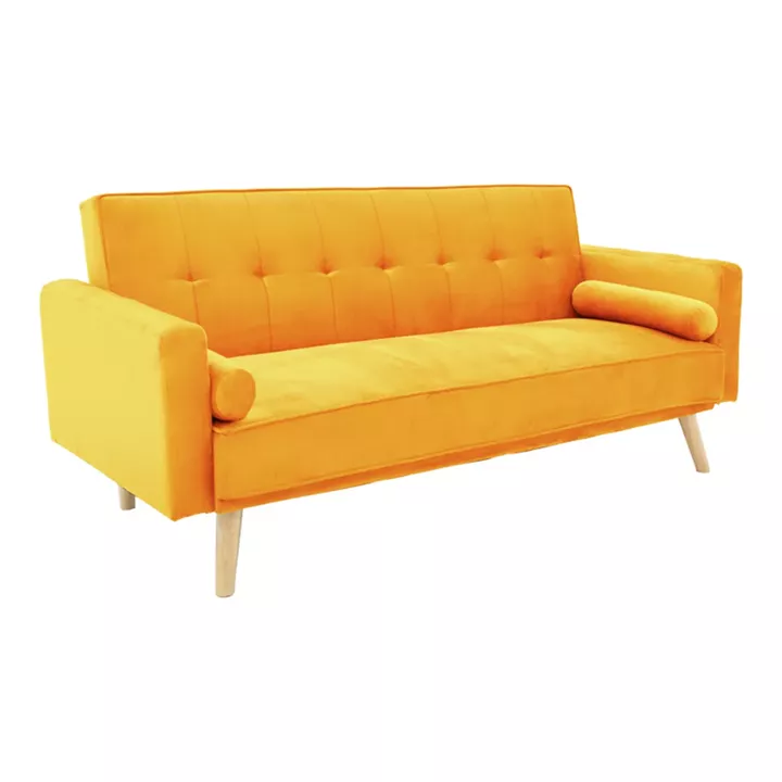 3 seater sofa-bed Success pakoworld yellow velvet 190x80x84cm