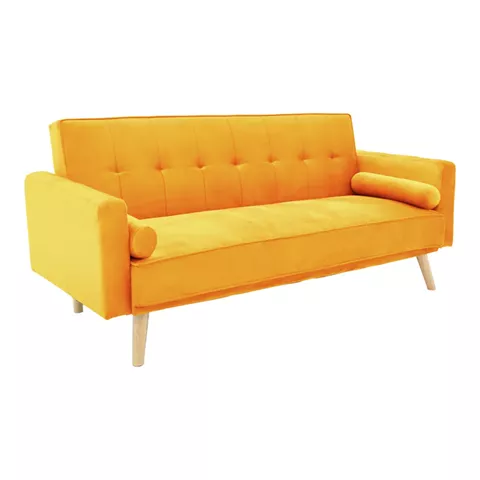 3 seater sofa-bed Success pakoworld yellow velvet 190x80x84cm