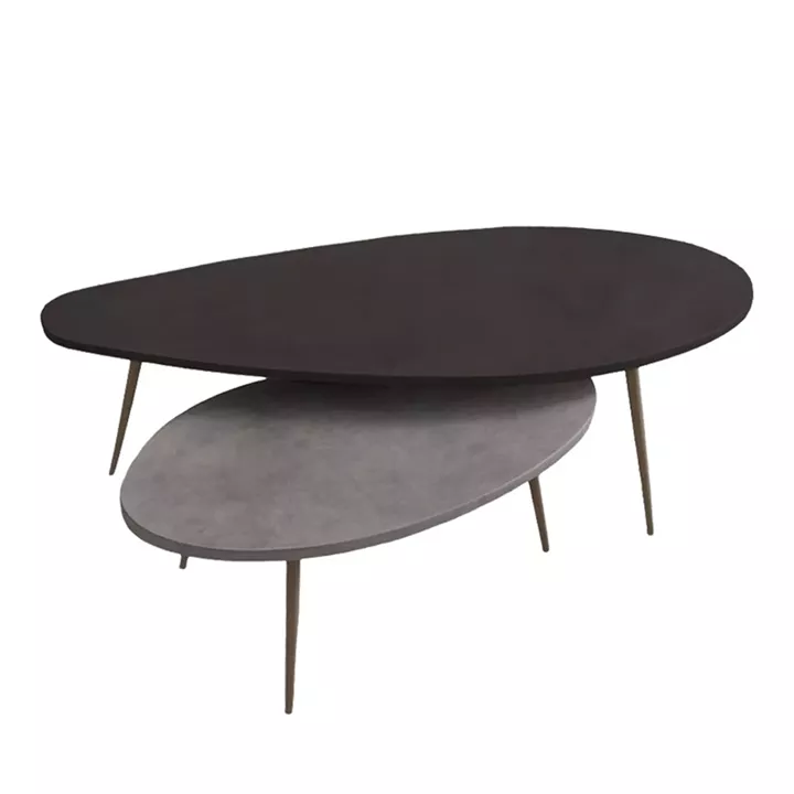 Monty pakoworld 2pcs coffee table in black-gray shade 116x46x46cm