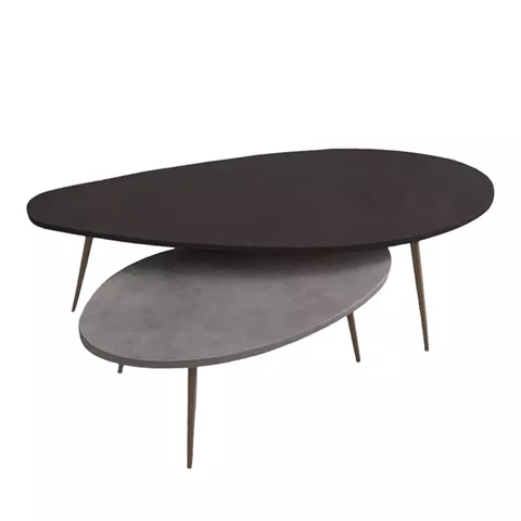 Monty pakoworld 2pcs coffee table in black-gray shade 116x46x46cm