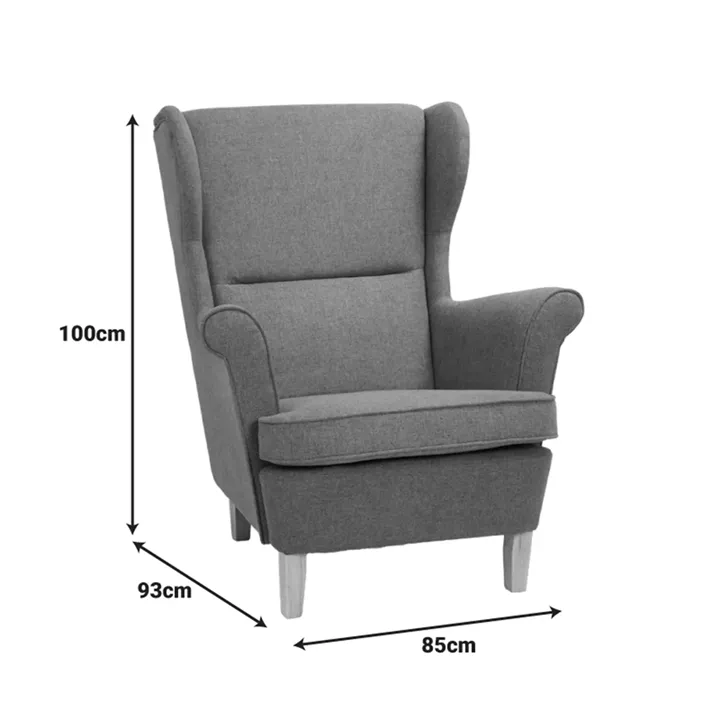 Armchair - bergère Malei pakoworld grey fabric-wooden legs 85x93x100cm