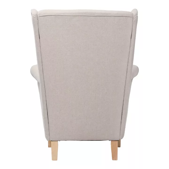 Armchair - bergère Malei pakoworld cream fabric-wooden legs 85x93x100cm