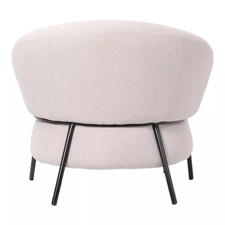 Armchair Jennie pakoworld cream fabric with black metal legs 84x84x71.5cm