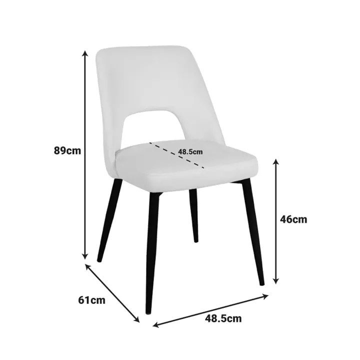 Murde chair pakoworld beige velvet and metal legs in black color 48.5x61x89cm