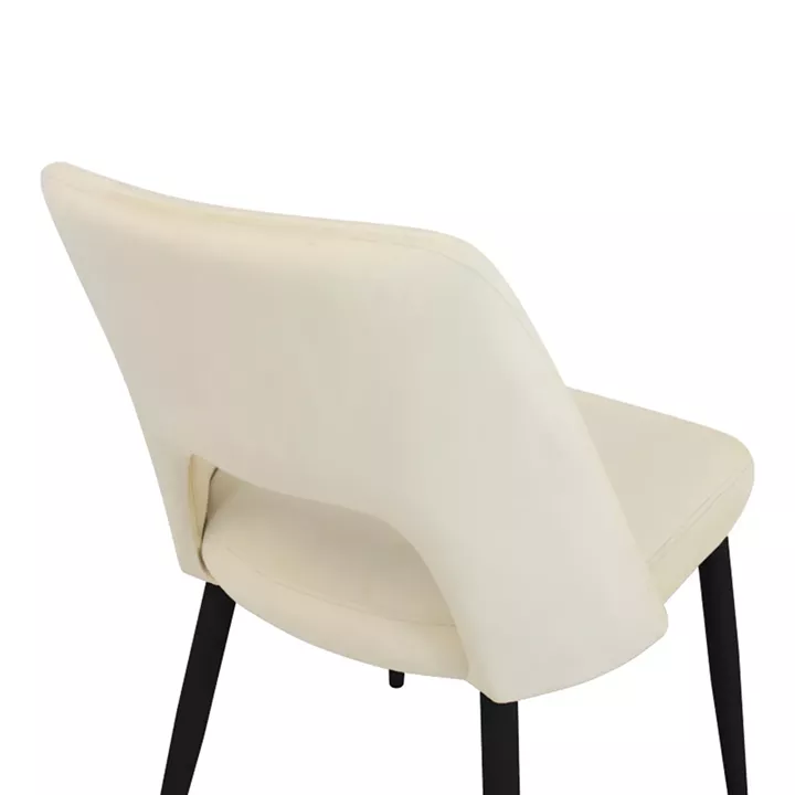 Murde chair pakoworld beige velvet and metal legs in black color 48.5x61x89cm