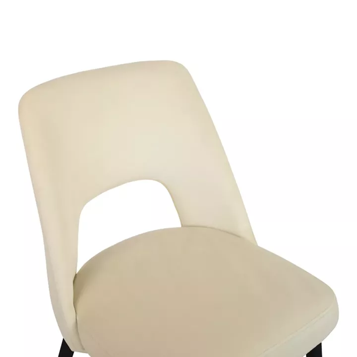 Murde chair pakoworld beige velvet and metal legs in black color 48.5x61x89cm