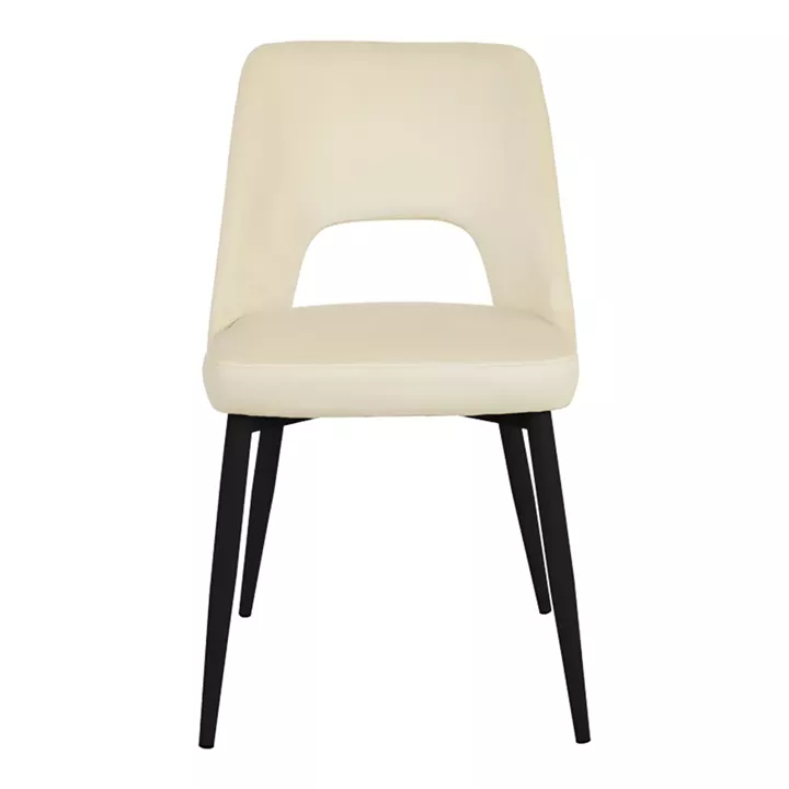 Murde chair pakoworld beige velvet and metal legs in black color 48.5x61x89cm