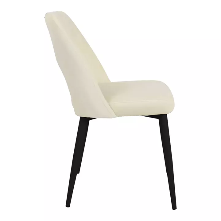 Murde chair pakoworld beige velvet and metal legs in black color 48.5x61x89cm
