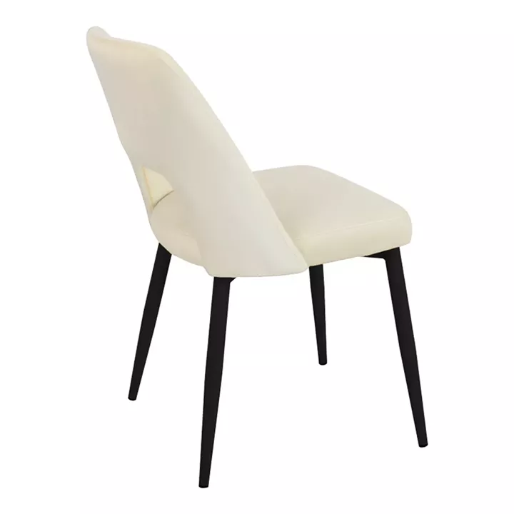 Murde chair pakoworld beige velvet and metal legs in black color 48.5x61x89cm