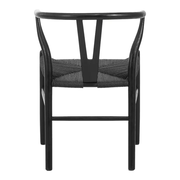 Καρέκλα Wishbone pakoworld rubberwood-σχοινί σε μαύρη απόχρωση 60x51x80εκ