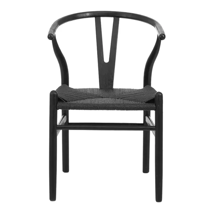 Καρέκλα Wishbone pakoworld rubberwood-σχοινί σε μαύρη απόχρωση 60x51x80εκ