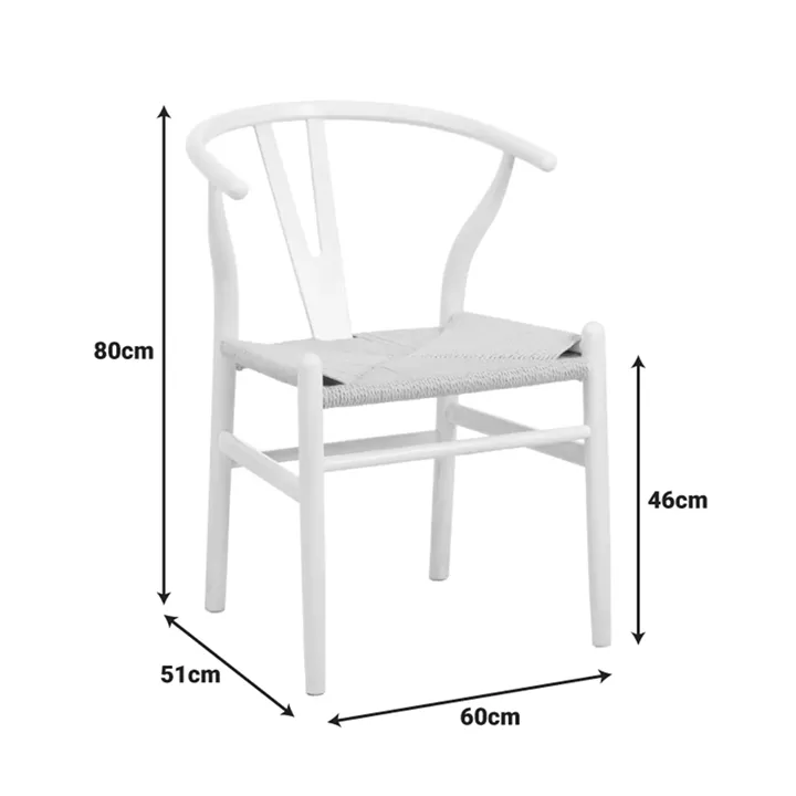 Wishbone chair pakoworld rubberwood-rope in white shade 60x51x80cm