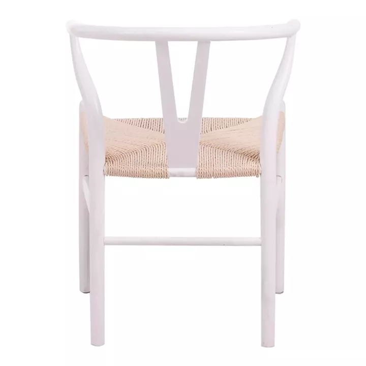 Wishbone chair pakoworld rubberwood-rope in white shade 60x51x80cm