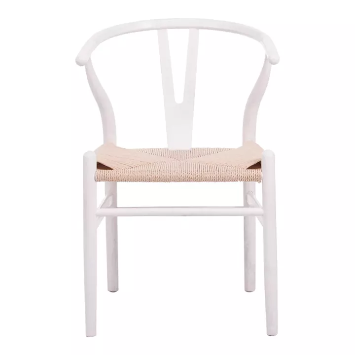 Wishbone chair pakoworld rubberwood-rope in white shade 60x51x80cm