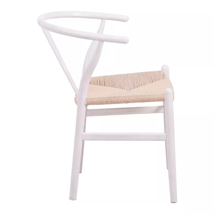 Wishbone chair pakoworld rubberwood-rope in white shade 60x51x80cm