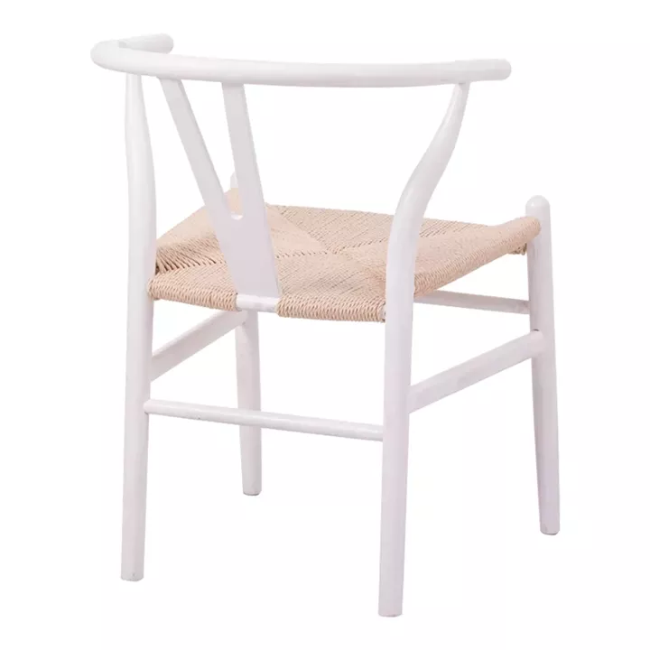 Wishbone chair pakoworld rubberwood-rope in white shade 60x51x80cm