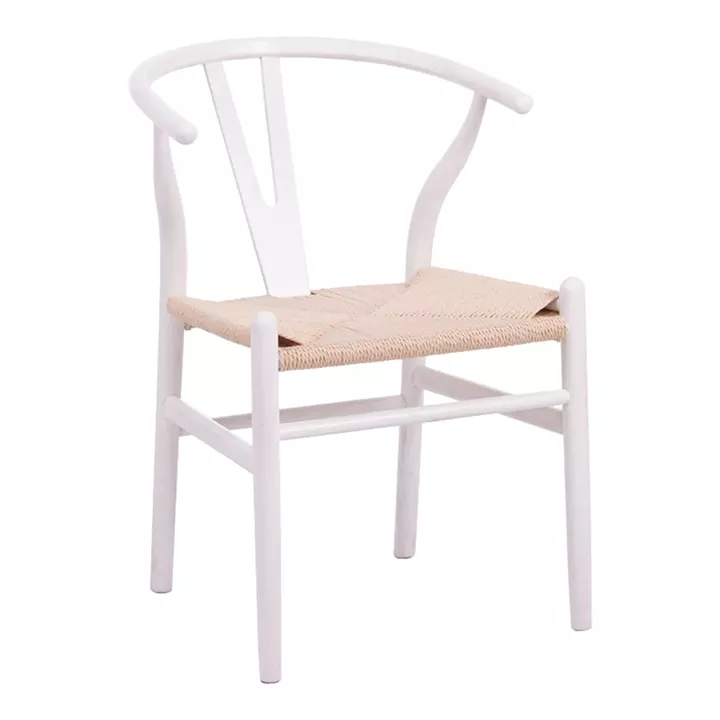 Wishbone chair pakoworld rubberwood-rope in white shade 60x51x80cm