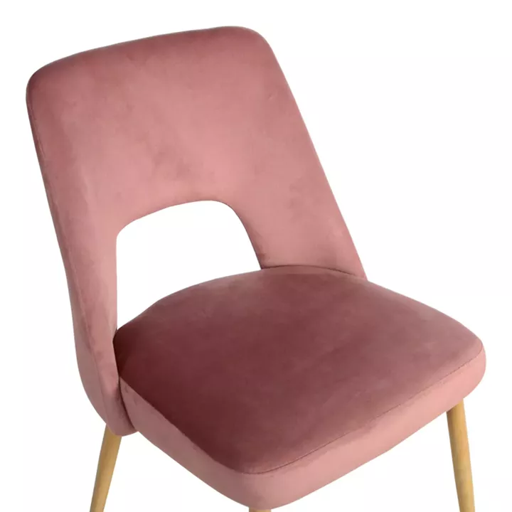 Murde chair pakoworld rotten apple velvet and metal legs in natural color 48.5x61x89cm