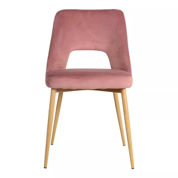 Murde chair pakoworld rotten apple velvet and metal legs in natural color 48.5x61x89cm