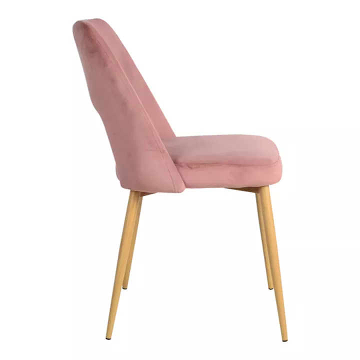 Murde chair pakoworld rotten apple velvet and metal legs in natural color 48.5x61x89cm