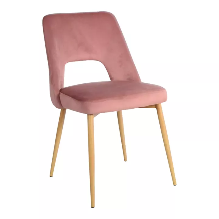 Murde chair pakoworld rotten apple velvet and metal legs in natural color 48.5x61x89cm