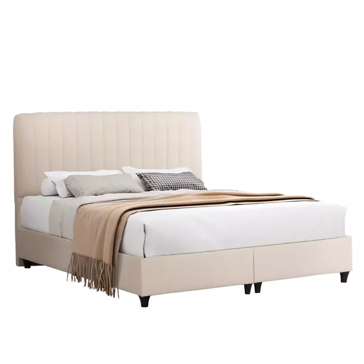 DOUBLE BED LUTHER HM717 BEIGE FABRIC FOR MATTRESS 160x200cm.