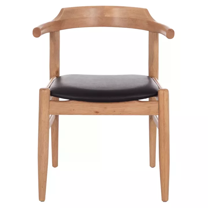DINING CHAIR CERSEI HM9946.01 RUBBERWOOD IN LIGHT OAK & PU IN BLACK 57x53x72Hcm.