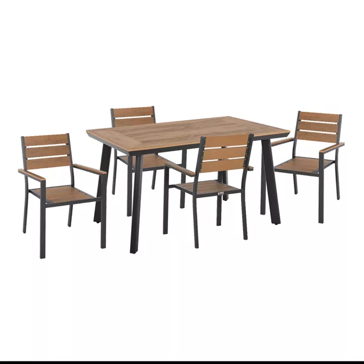 OUTDOOR DINING SET TABER HM21197 TABLE & 4 DINING CHAIRS-ALUMINUM & POLYWOOD--ANTHRACITE COLOR