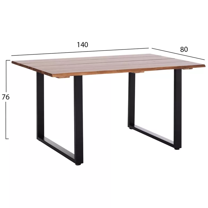 OUTDOOR DINING TABLE FRIGGO HM6296.02 ACACIA WOOD 2.6cm thick--METAL LEGS 140x80x76Hcm