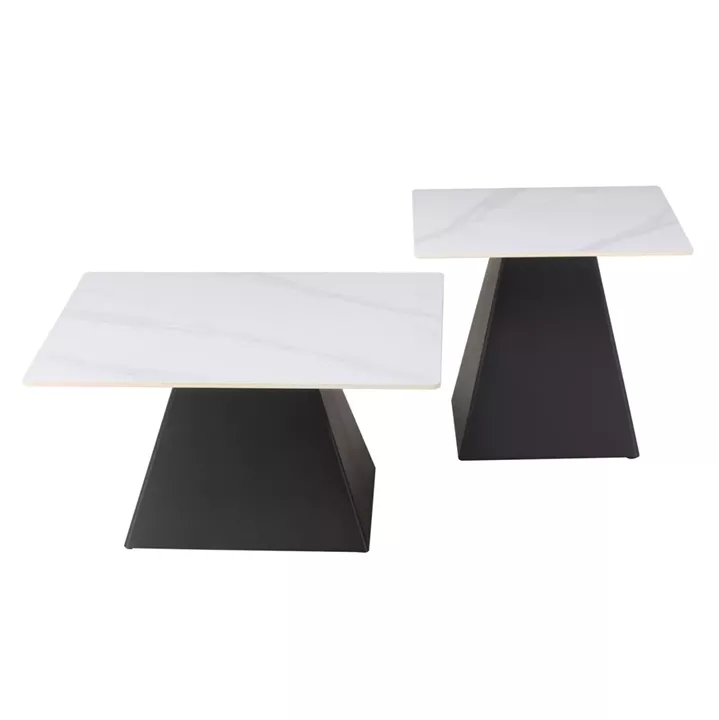COFFEE TABLES QUBER HM18260.01 CERAMIC TOPS- WHITE MARBLE LOOK--SQUARE