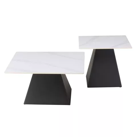 COFFEE TABLES QUBER HM18260.01 CERAMIC TOPS- WHITE MARBLE LOOK--SQUARE