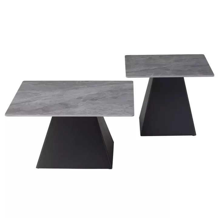 COFFEE TABLES QUBER HM18260.03 CERAMIC TOPS- GREY MARBLE LOOK--SQUARE