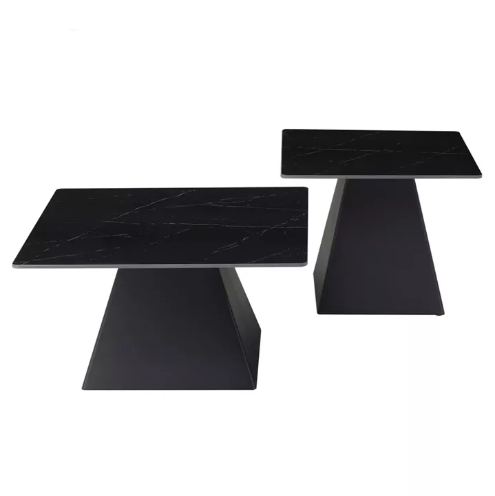 COFFEE TABLES QUBER HM18260.02 CERAMIC TOPS- BLACK MARBLE LOOK--SQUARE