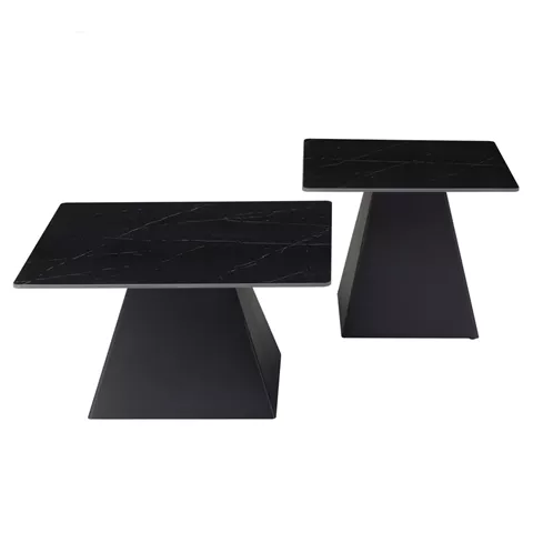 COFFEE TABLES QUBER HM18260.02 CERAMIC TOPS- BLACK MARBLE LOOK--SQUARE