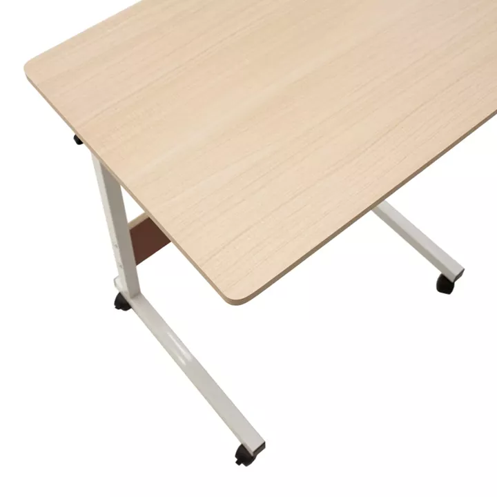 Metalic lifting computer table Piper pakoworld MDF in light oak color 60x40x69-90cm