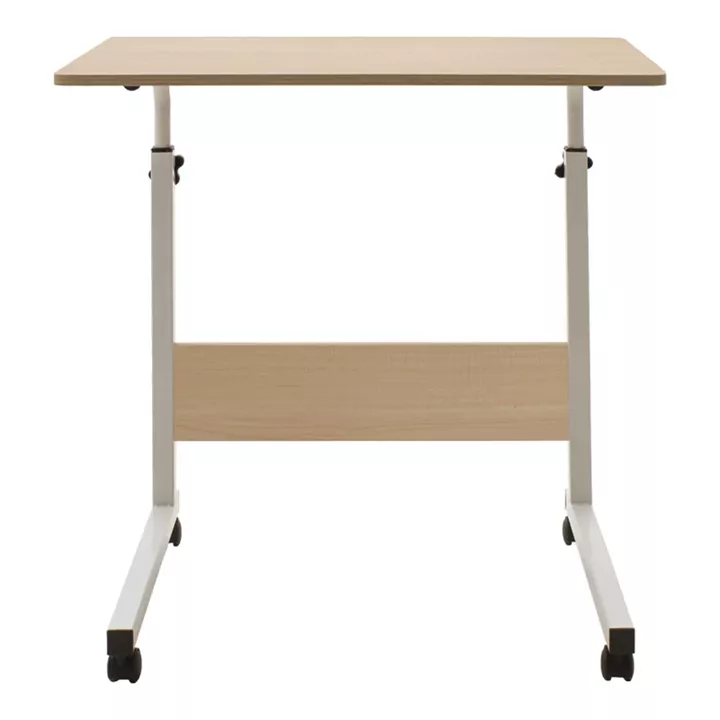Metalic lifting computer table Piper pakoworld MDF in light oak color 60x40x69-90cm