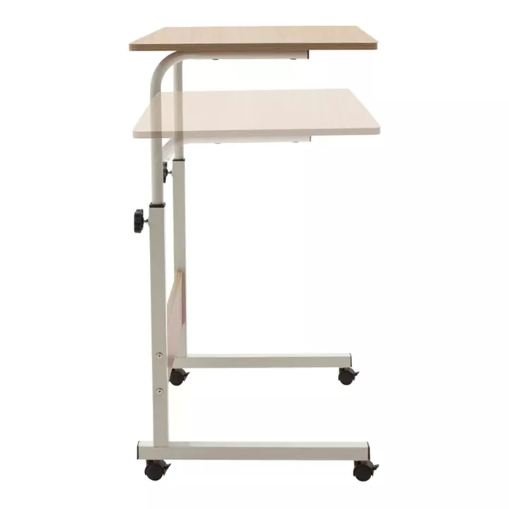 Metalic lifting computer table Piper pakoworld MDF in light oak color 60x40x69-90cm