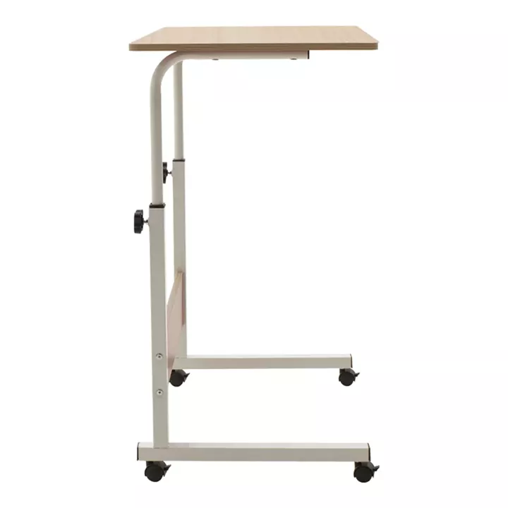 Metalic lifting computer table Piper pakoworld MDF in light oak color 60x40x69-90cm