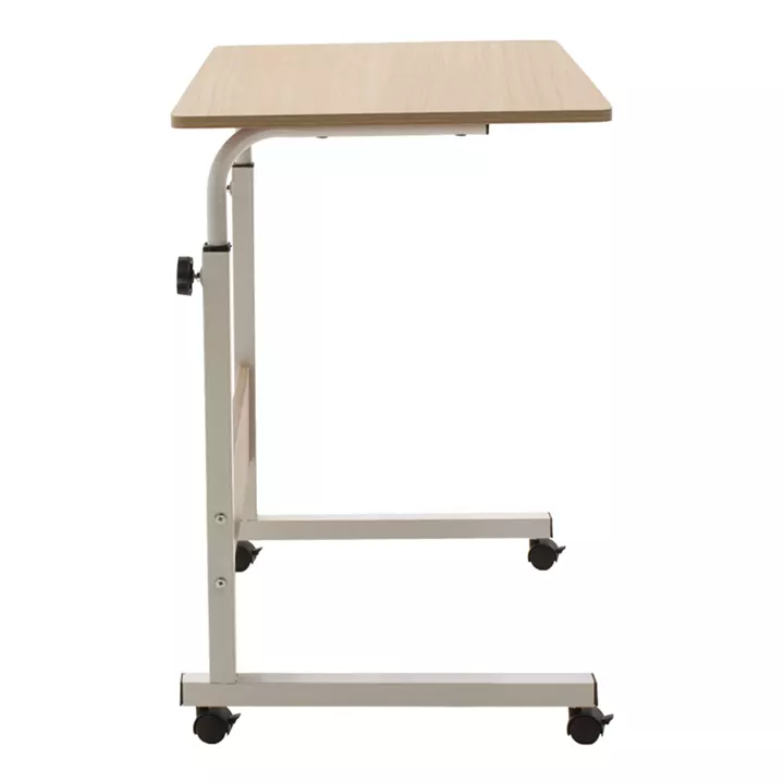 Metalic lifting computer table Piper pakoworld MDF in light oak color 60x40x69-90cm