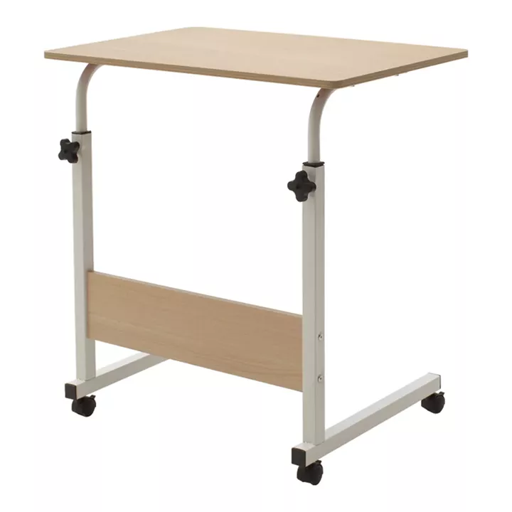 Metalic lifting computer table Piper pakoworld MDF in light oak color 60x40x69-90cm