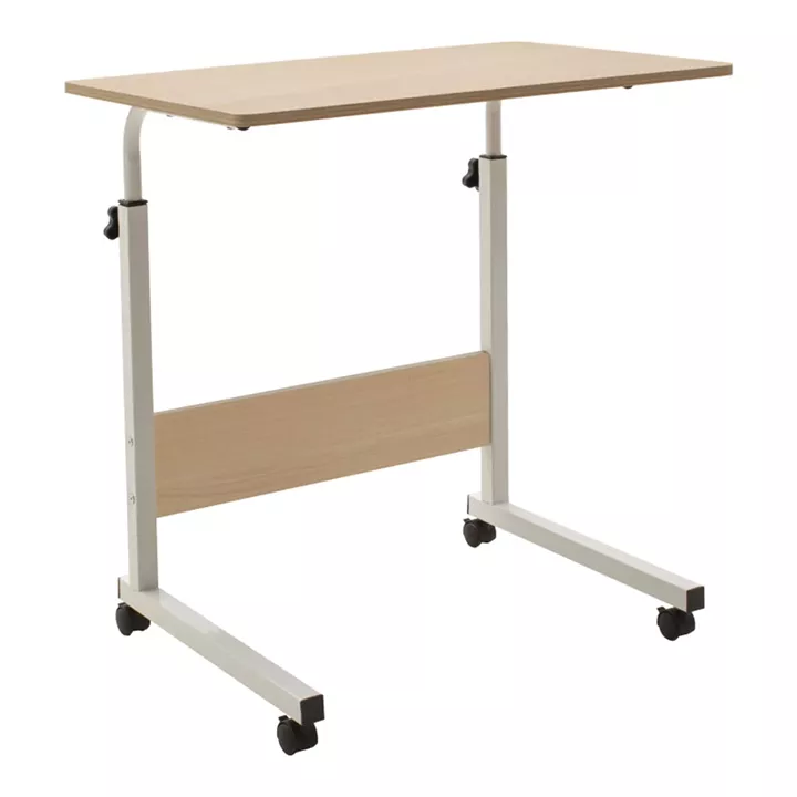 Metalic lifting computer table Piper pakoworld MDF in light oak color 60x40x69-90cm