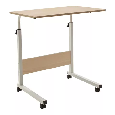 Metalic lifting computer table Piper pakoworld MDF in light oak color 60x40x69-90cm