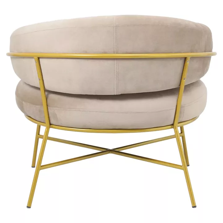 Armchair Malu pakoworld velvet beige-golden metal leg 84x79x76cm