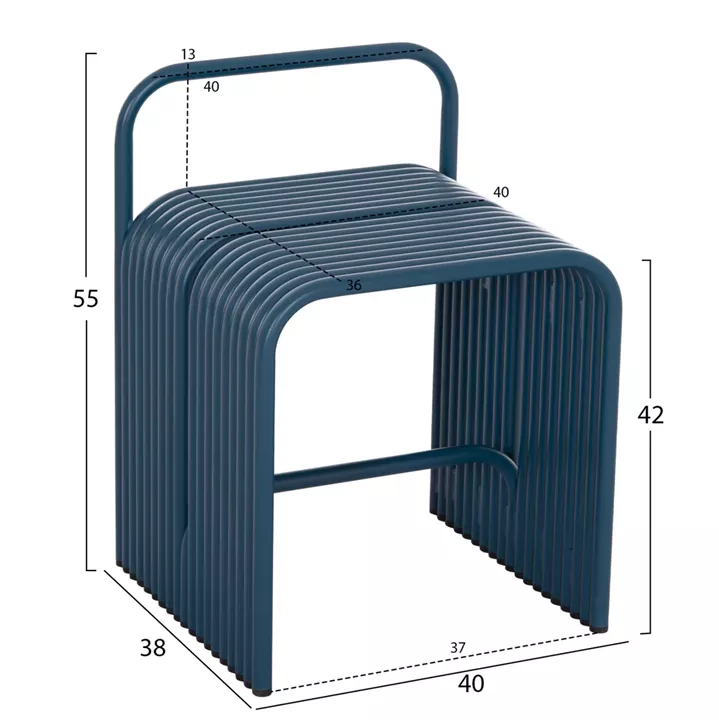 STOOL SERIES INTREPID HM6326.08 ALUMINUM IN BLUE COLOR 40x38x55Hcm.
