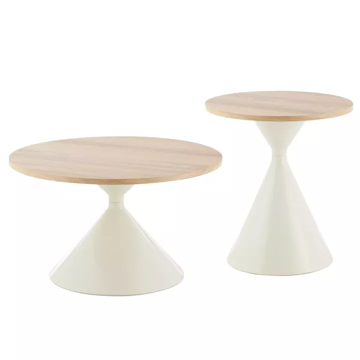 COFFEE TABLES JENNEL HM18265 METAL IN BEIGE--MDF WITH PAPERWOOD VENEER Φ50cm & Φ70cm