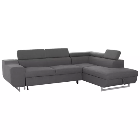 CORNER SOFA-BED WITH STORAGE SPACE ENCORE HM3301.01R GREY FABRIC 285x205x90Hcm.