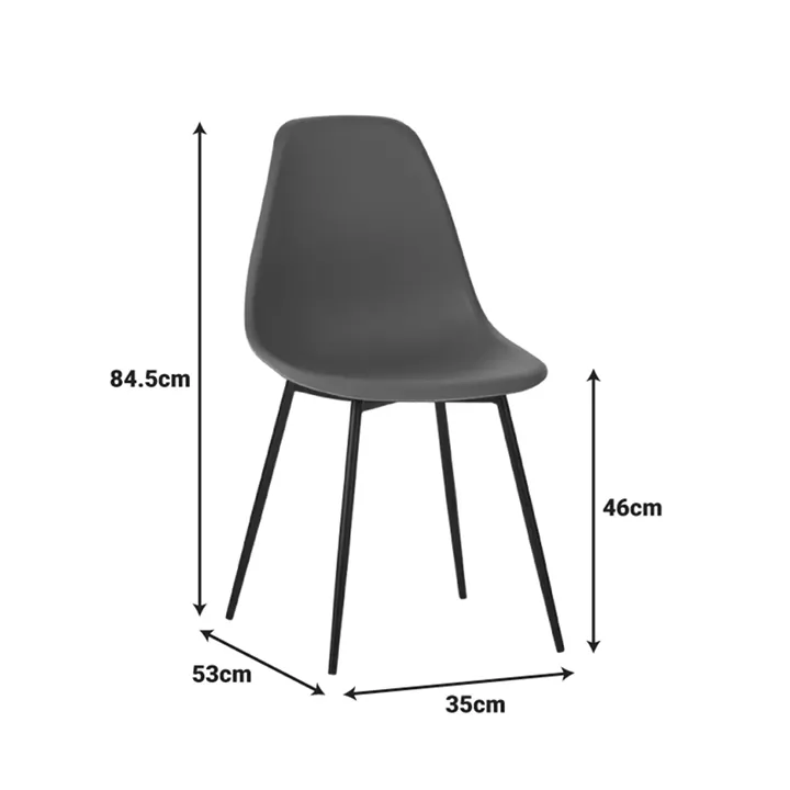 Ballen chair pakoworld pp white with black metal legs 41.5x53x84.5cm