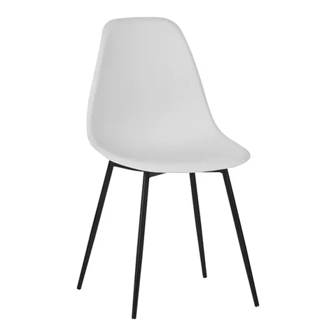 Ballen chair pakoworld pp white with black metal legs 41.5x53x84.5cm